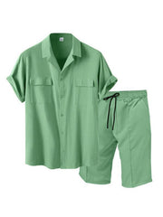 men's casual shirt shorts two-piece set - 808Lush
