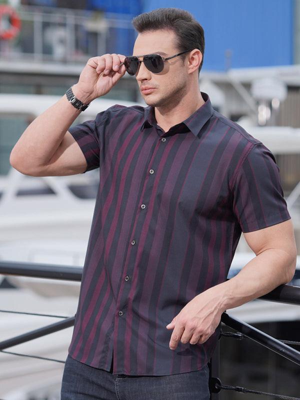 men's striped short-sleeved shirt - 808Lush