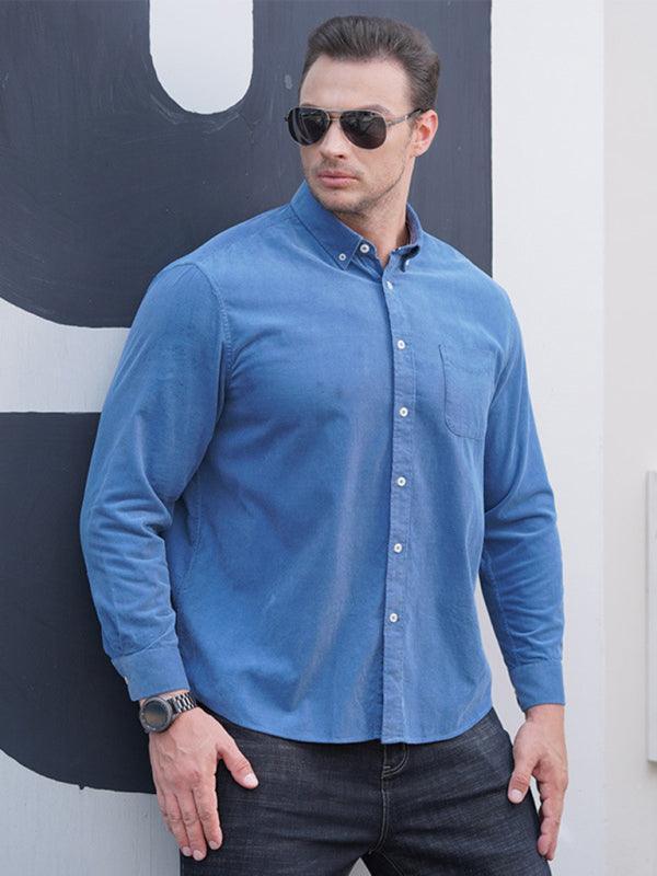 Men's Casual Loose Corduroy Long Sleeve Shirt - 808Lush