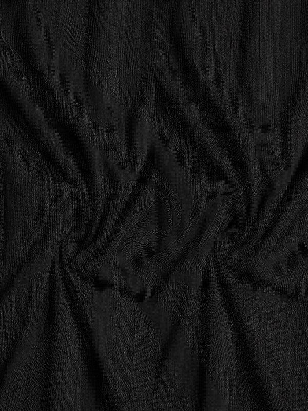 Casual stand-up collar stretch vertical strip long-sleeve V-neck POLO - 808Lush
