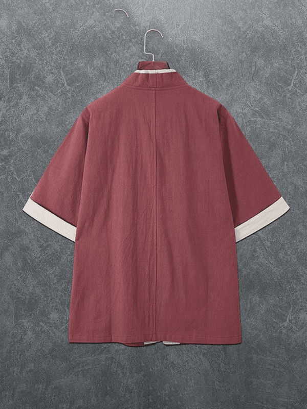 Men's casual disc button casual linen T-shirt - 808Lush