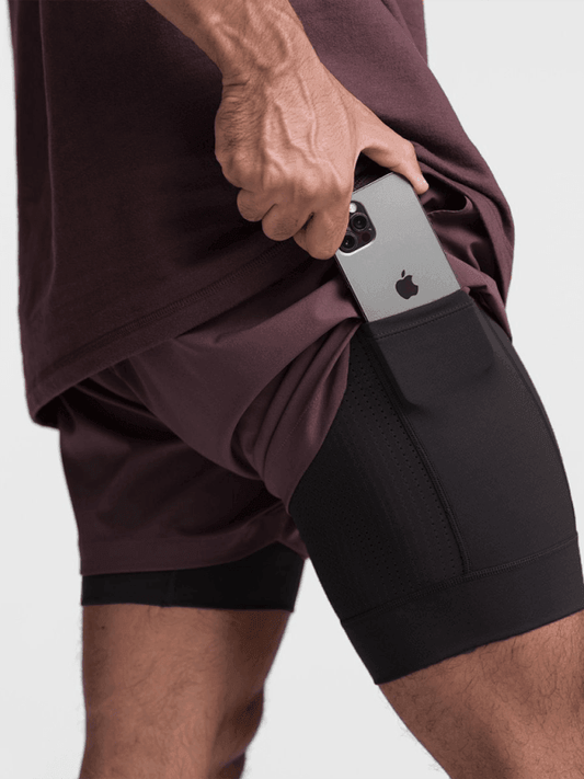 Double layer breathable -basketball running training sports shorts - 808Lush