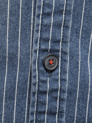 Chemise en jean à rayures et effet vieilli pour hommes 