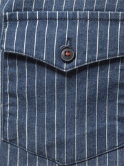 Chemise en jean à rayures et effet vieilli pour hommes 