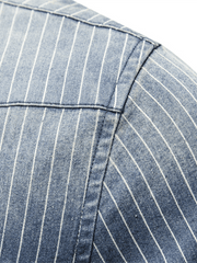 Chemise en jean à rayures et effet vieilli pour hommes 