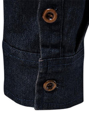 Chemise décontractée à manches longues en denim sans repassage pour hommes 