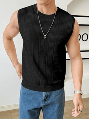 Men's sweater sleeveless top hollow breathable round neck casual vest
