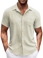 lapel pocket short sleeve casual men's shirt