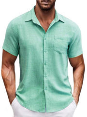 lapel pocket short sleeve casual men's shirt