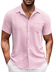 lapel pocket short sleeve casual men's shirt