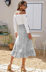 Ladies Casual Fashion Printed Irregular Skirt - 808Lush
