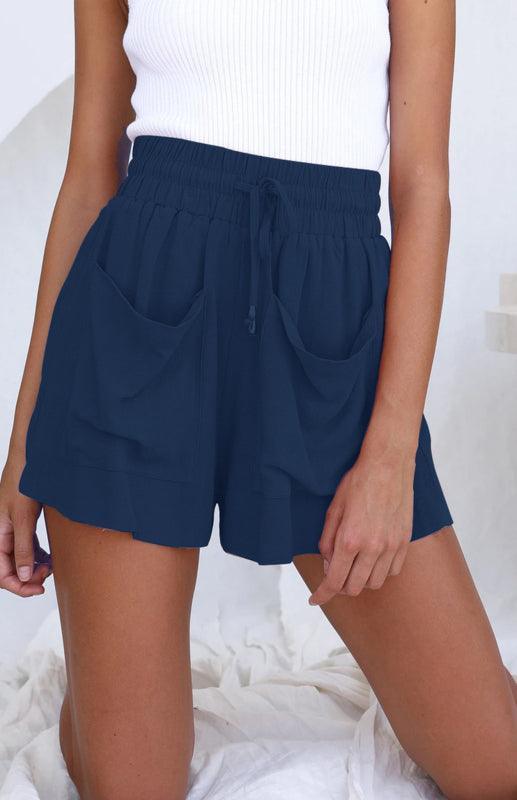Ladies Cotton Linen High Waist Loose Wide Leg Shorts - 808Lush
