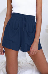Ladies Cotton Linen High Waist Loose Wide Leg Shorts - 808Lush