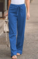 Women's European And American Elastic Waist Solid Color Belt Loose Trousers - 808Lush