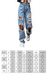 Ladies Ripped Wash Style Denim Trousers - 808Lush