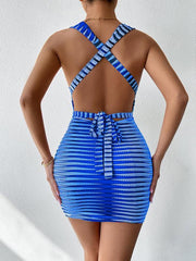 Women's striped straps mini dress - 808Lush