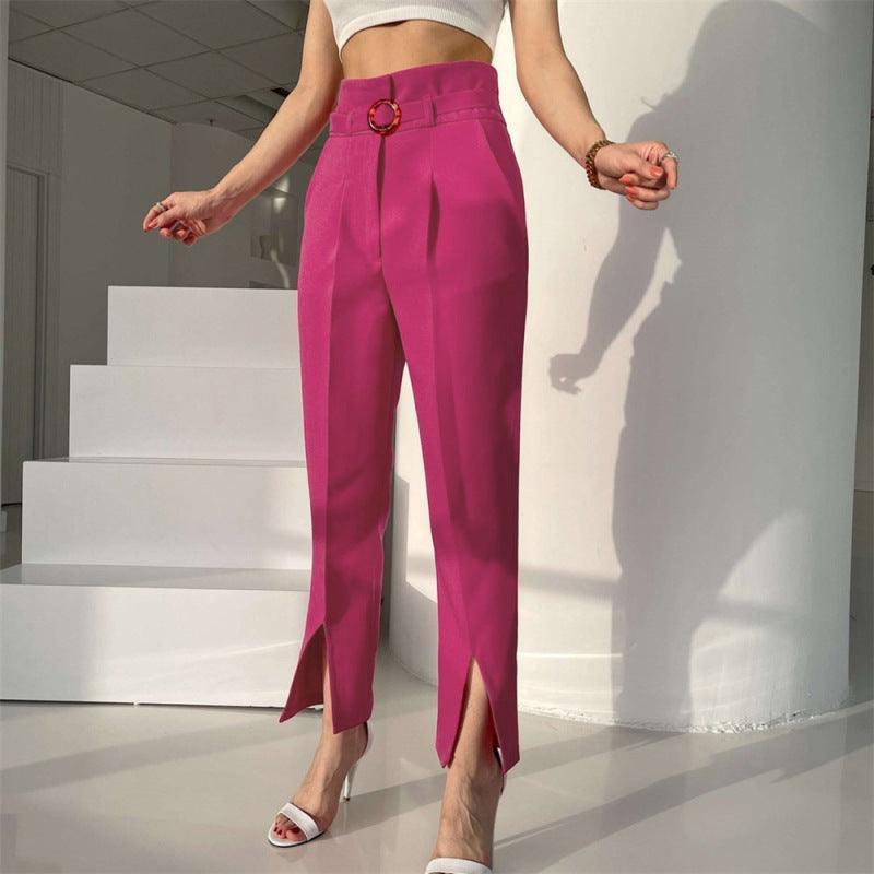 Small feet slit suit pants nine-point pants ladies women's pants commuting trousers - 808Lush