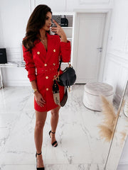 Long sleeve belt color suit dress coat for women style - 808Lush
