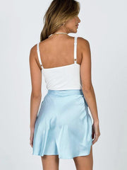 Solid Color Skirt High Waist Fashion One Piece Tie Skirt Chiffon Satin Wrap Skirt - 808Lush