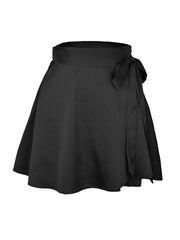 Solid Color Skirt High Waist Fashion One Piece Tie Skirt Chiffon Satin Wrap Skirt - 808Lush