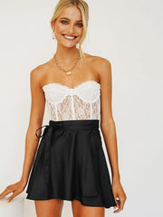 Solid Color Skirt High Waist Fashion One Piece Tie Skirt Chiffon Satin Wrap Skirt - 808Lush