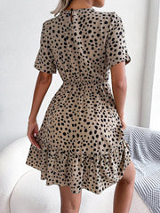 casual polka dot waist ruffled dress