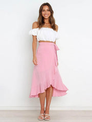 One Piece Tie Long Skirt Irregular Cover Hip Solid Color Skirt - 808Lush