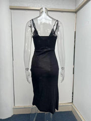 Sexy Glitter High Slit Deep V Sling Dress - 808Lush