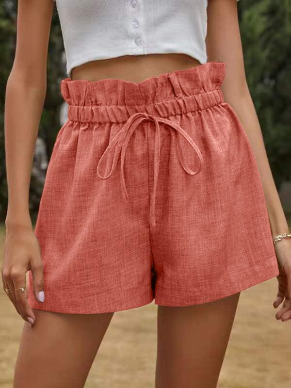 Women's High Waist Lace Up Loose Wide Leg Shorts - 808Lush