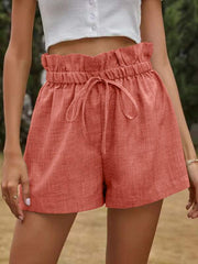 Women's High Waist Lace Up Loose Wide Leg Shorts - 808Lush