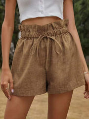 Women's High Waist Lace Up Loose Wide Leg Shorts - 808Lush