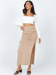 Women's knitted slit slim fit hip skirt - 808Lush