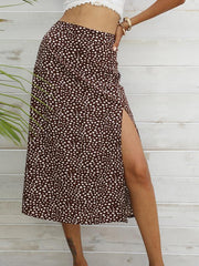 Women's Woven Fashion Casual Slit Printed Long Skirt - 808Lush