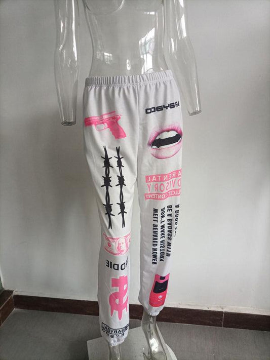 fashion elastic waist sports casual pants - 808Lush