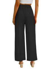 Women's Casual Wide Leg Pants High Waist Button Down Trousers With Pockets - 808Lush