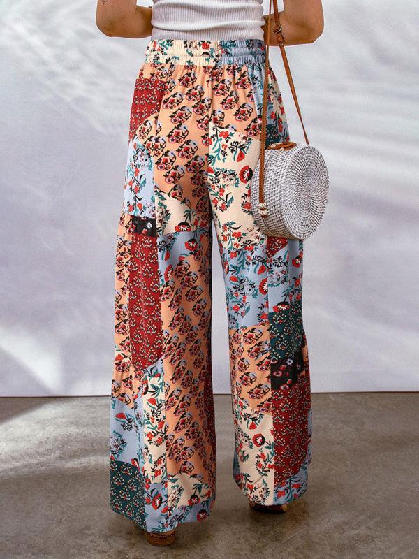 Loose Floral Colorblock Casual Pants - 808Lush