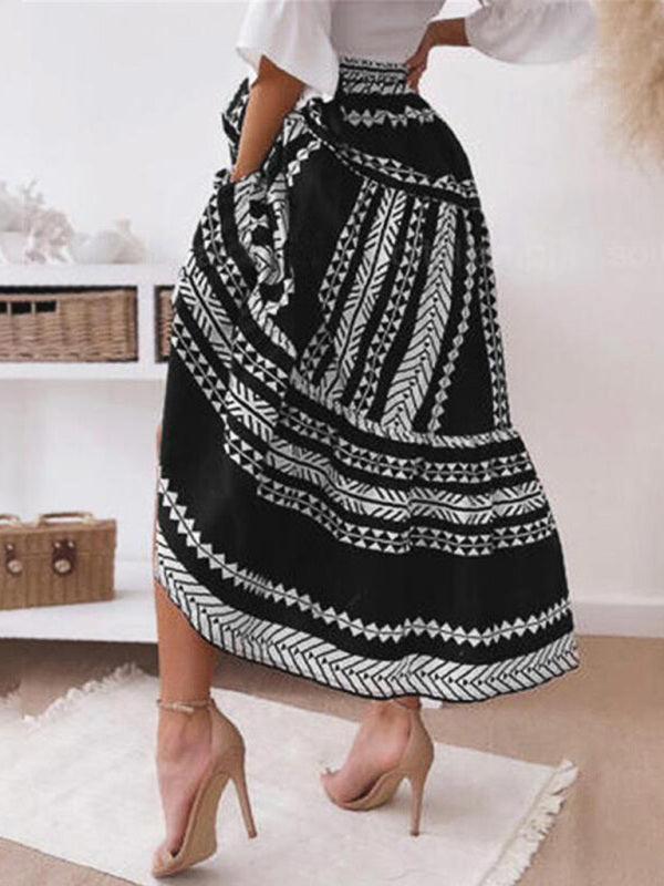 Women's Ethnic Style Irregular Stripe Printed Skirt - 808Lush