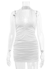 Women's V-neck Halter Neck Backless Mini Dress - 808Lush