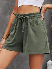 Lace-Up Casual Pocket Ladies Sweat Shorts - 808Lush