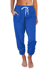 Women's Casual Loose Pocket High Waist Cropped Pants