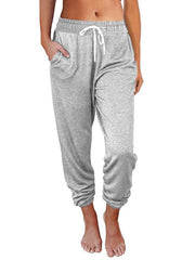 Women's Casual Loose Pocket High Waist Cropped Pants