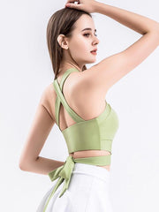 Strap fitness vest sports cross beautiful back underwear with chest pad top - 808Lush