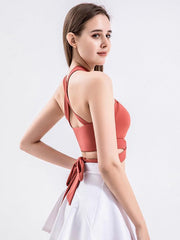 Strap fitness vest sports cross beautiful back underwear with chest pad top - 808Lush