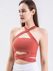 Strap fitness vest sports cross beautiful back underwear with chest pad top - 808Lush