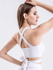 Strap fitness vest sports cross beautiful back underwear with chest pad top - 808Lush