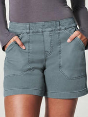 women's high elastic twill large pocket casual shorts - 808Lush