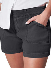 women's high elastic twill large pocket casual shorts - 808Lush