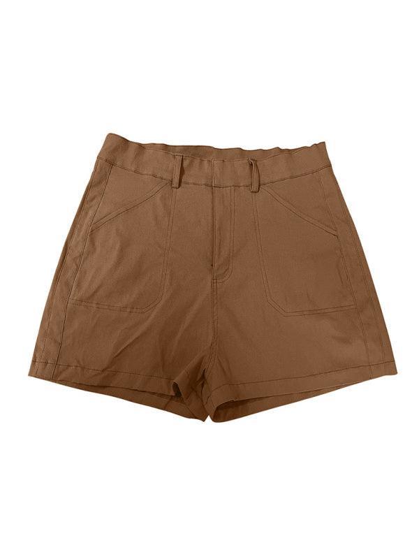 women's high elastic twill large pocket casual shorts - 808Lush