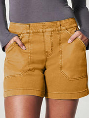 women's high elastic twill large pocket casual shorts - 808Lush