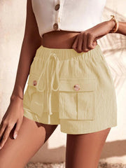Cargo Shorts Pocket Loose Mid Rise Drawstring Straight Leg Pants - 808Lush